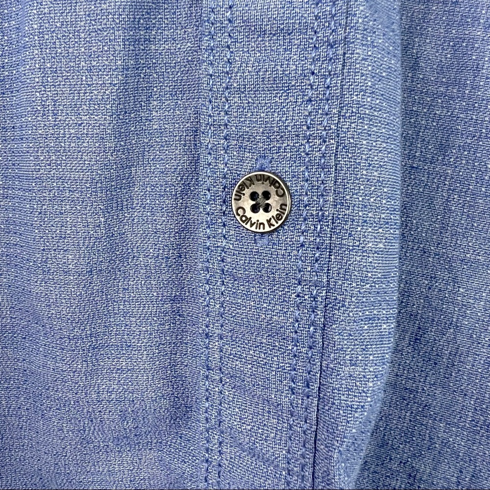 Calvin Klein Jeans Shirt Mens Size Small Denim Collar Button Down Blue Preowned - Picture 7 of 8